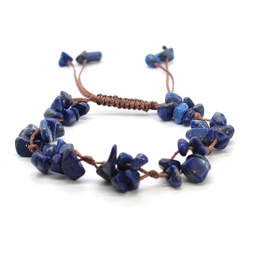 LIUYUYOUGO Armband Damen Chakra Kristall Armband Für Damen 10 Mm Naturstein Unregelmäßige Kiessplitterperlen Edelstein Armreif Verstellbar Handgefertigt Geflochten Glücksamulett Schmuck Geschenk von LIUYUYOUGO