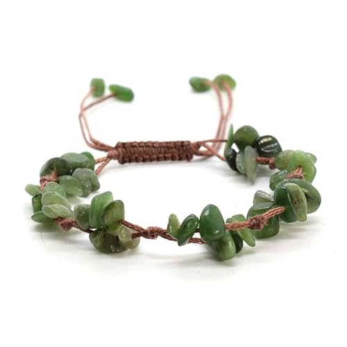 LIUYUYOUGO Armband Damen Chakra Kristall Armband Für Damen 10 Mm Naturstein Unregelmäßige Kiessplitterperlen Edelstein Armreif Verstellbar Handgefertigt Geflochten Glücksamulett Schmuck Geschenk von LIUYUYOUGO