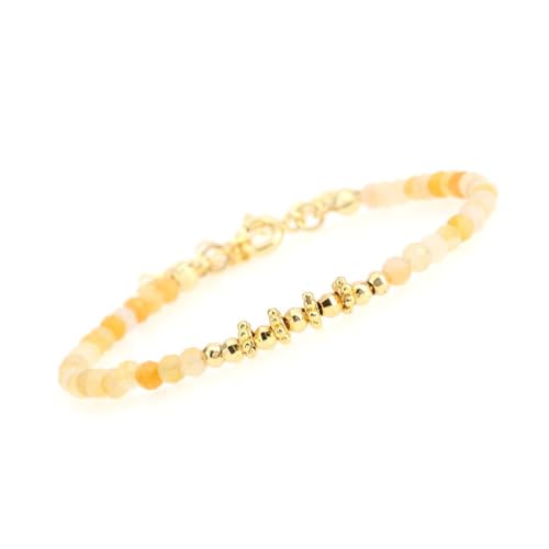 LIUYUYOUGO Armband Damen Damen Armbänder Mit Kristallperlen 4 Mm Facettierte Natursteinperlen Armband Mit Verstellbarem Vergoldetem Chakra Edelstein Stapelbarer Armreif Boho Schmuck Geschenke Für von LIUYUYOUGO