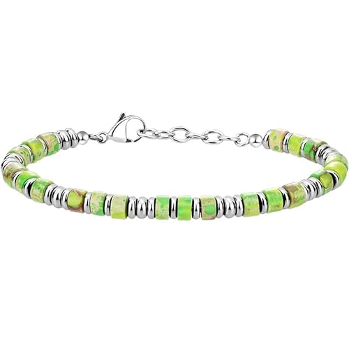 LIUYUYOUGO Armband Damen Herren Armband Mit Kristallperlen 4 Mm Naturstein Fassperlen Schutzarmband Verstellbar Edelsteinschmuck Geschenke Für Freund Ehemann Vater Geburtstag Grüner Shoushan Stein von LIUYUYOUGO