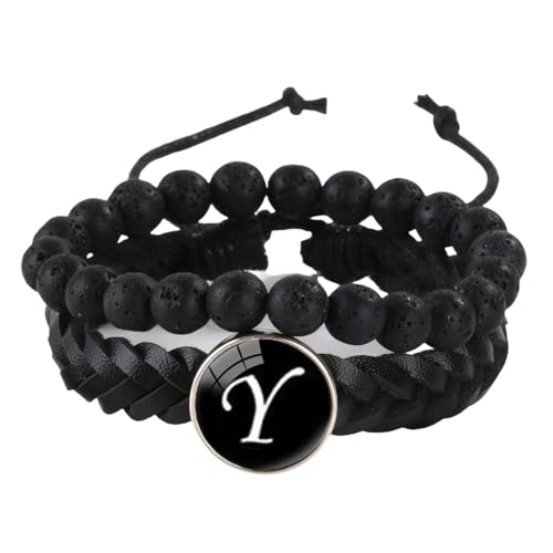 LIUYUYOUGO Armband Damen Herren Lederarmband Mit Initialen 2 Stück Naturstein Schwarze Lavakristall Perlenarmbänder Damenbuchstaben Az Charm Armreif Doppellagig Geflochtene Manschette Armband Schm LIUYUYOUGO Armband Damen Herren Lederarmband Mit Initialen 2 Stück Naturstein Schwarze Lavakristall Perlenarmbänder Damenbuchstaben Az Charm Armreif Doppellagig Geflochtene Manschette Armband Schm von LIUYUYOUGO