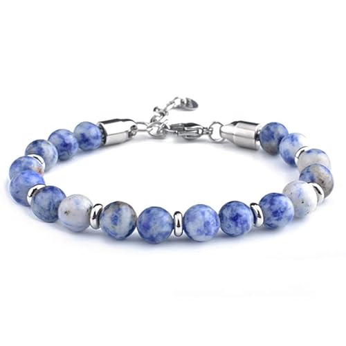 LIUYUYOUGO Armband Damen Kristallperlenarmbänder Für Herren 8 Mm Handgefertigt Natursteinperlen Modischer Abstandshalter Verstellbare Silberkette Glücksschmuck Geschenk Für Ihn Freund Ehemann Va von LIUYUYOUGO