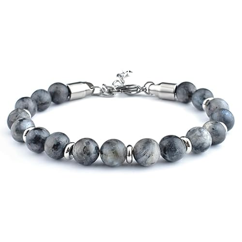 LIUYUYOUGO Armband Damen Kristallperlenarmbänder Für Herren 8 Mm Handgefertigt Natursteinperlen Modischer Abstandshalter Verstellbare Silberkette Glücksschmuck Geschenk Für Ihn Freund Ehemann Va von LIUYUYOUGO