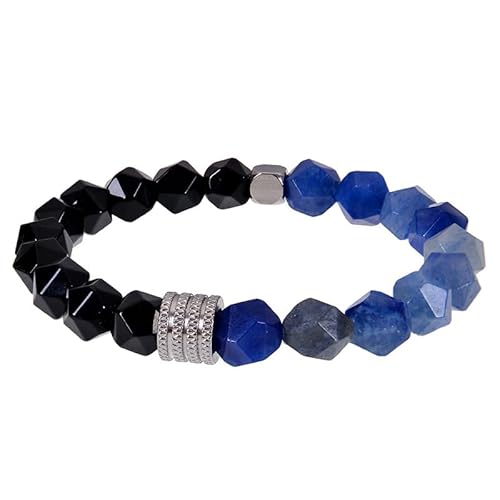 LIUYUYOUGO Armband Damen Kristallperlenarmbänder Für Herren 8 Mm Naturstein Schwarzer Obsidian Facettierte Perlen Armband Modisch Verstellbar Elastisches Seil Edelsteine Armreif Statement Schmuck von LIUYUYOUGO