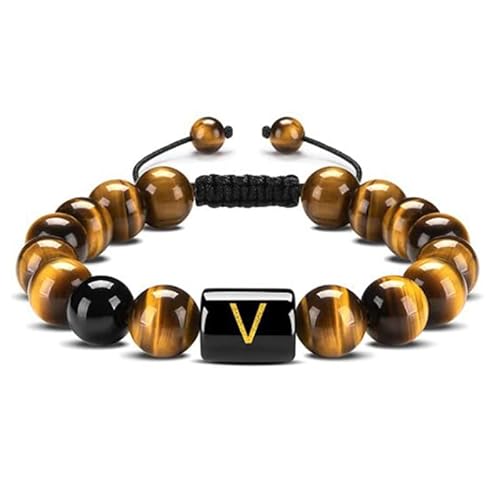 LIUYUYOUGO Armband Damen Perlenarmbänder Mit Initialen Für Damen Und Herren Buchstaben Paar Perlenarmband 10 Mm Naturstein Tigerauge Obsidian Kristall Handgefertigt Geflochtener Armreif Modeschmuc LIUYUYOUGO Armband Damen Perlenarmbänder Mit Initialen Für Damen Und Herren Buchstaben Paar Perlenarmband 10 Mm Naturstein Tigerauge Obsidian Kristall Handgefertigt Geflochtener Armreif Modeschmuc von LIUYUYOUGO