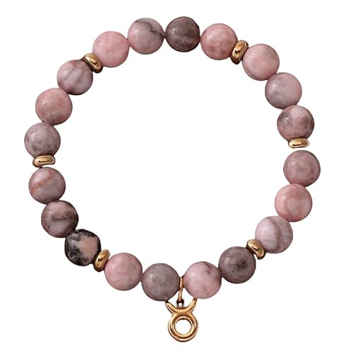LIUYUYOUGO Armband Damen Sternzeichen Armbänder Für Damen Und Herren 12 Sternbilder Charm Rosa Zebra Naturstein Kristall Armbänder Elastische Perlen Armreif Horoskop Inspirierender Schmuck Gesche von LIUYUYOUGO