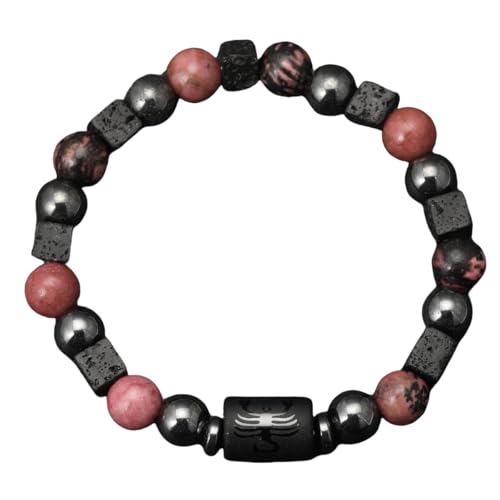 LIUYUYOUGO Armband Damen Sternzeichen Armbänder Für Damen Und Herren Rosa Zebra Lava Natursteinperlen Kristallarmband 12 Sternbilder Sternzeichen Horoskop Paare Armreif Freundschaftsschmuck Gesche von LIUYUYOUGO