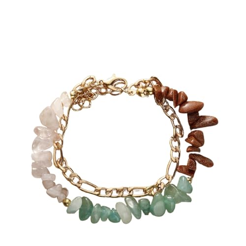 LIUYUYOUGO Armband Damen Sternzeichen Armbänder Für Frauen 12 Sternbilder Kristallsplitter Steinperlen Armband Golden Doppellagig Stapelbar Armreif Sternzeichen Horoskop Schmuck Geburtstagsgeschen von LIUYUYOUGO