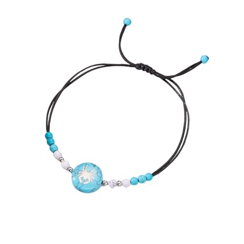 LIUYUYOUGO Armband Damen Sternzeichen Kristallarmband Für Frauen Boho Türkis Naturstein Edelstein Perlenarmbänder Ethnisch 12 Sternbilder Charm Geflochtener Armreif Geburtsstein Schmuck Geschenk von LIUYUYOUGO