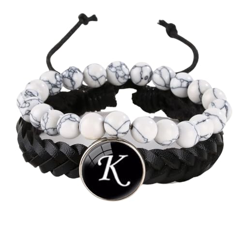 LIUYUYOUGO Armband Herren 2 Stück Herren Lederarmband Mit Initialen Naturstein Weiß Türkis Perlenarmbänder Damenbuchstaben Az Charm Armreif Doppellagig Geflochten Manschette Armband Schmuck Buch LIUYUYOUGO Armband Herren 2 Stück Herren Lederarmband Mit Initialen Naturstein Weiß Türkis Perlenarmbänder Damenbuchstaben Az Charm Armreif Doppellagig Geflochten Manschette Armband Schmuck Buch von LIUYUYOUGO