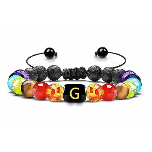 LIUYUYOUGO Armband Herren 7 Chakra Kristall Edelstein Armband Natürlicher Schwarzer Lavastein Diffusor Armbänder Für Ätherische Öle Perlenarmreif Mit Initialen Und Buchstaben Az Schmuck Für M LIUYUYOUGO Armband Herren 7 Chakra Kristall Edelstein Armband Natürlicher Schwarzer Lavastein Diffusor Armbänder Für Ätherische Öle Perlenarmreif Mit Initialen Und Buchstaben Az Schmuck Für M von LIUYUYOUGO