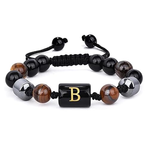 LIUYUYOUGO Armband Herren 8 Mm Perlenarmbänder Für Herren Mit Dreilagigem Naturstein Tigerauge Schwarzem Obsidian Und Hämatitperlen Armband Mit Dem Buchstaben Az Handgefertigter Vintage Armreif M LIUYUYOUGO Armband Herren 8 Mm Perlenarmbänder Für Herren Mit Dreilagigem Naturstein Tigerauge Schwarzem Obsidian Und Hämatitperlen Armband Mit Dem Buchstaben Az Handgefertigter Vintage Armreif M von LIUYUYOUGO