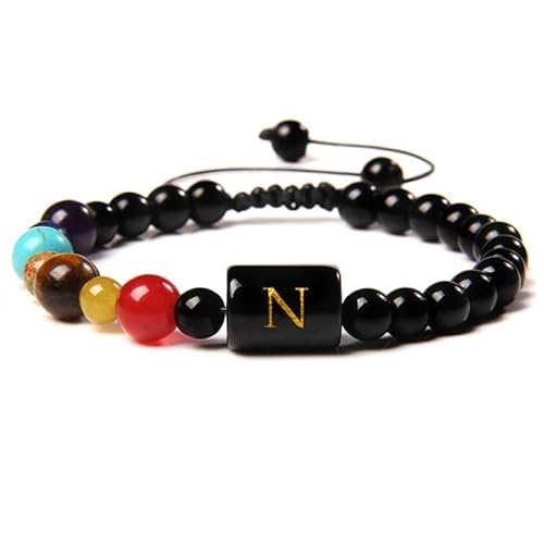 LIUYUYOUGO Armband Herren Chakra Armband Aus Natürlichen Kristallen 7 Chakra Edelsteine Yoga Armreif Für Damen 6 Mm Perlenarmbänder Aus Schwarzem Obsidian Mit Buchstaben Az Handgefertigter Gefloc LIUYUYOUGO Armband Herren Chakra Armband Aus Natürlichen Kristallen 7 Chakra Edelsteine Yoga Armreif Für Damen 6 Mm Perlenarmbänder Aus Schwarzem Obsidian Mit Buchstaben Az Handgefertigter Gefloc von LIUYUYOUGO