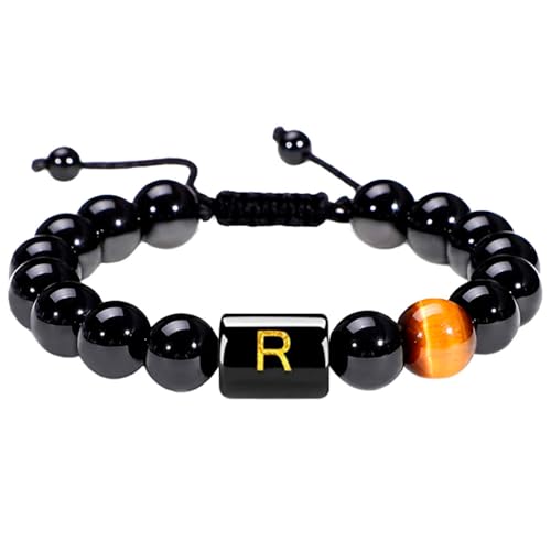 LIUYUYOUGO Armband Herren Initialen Perlenarmbänder Für Frauen Und Männer Buchstabe A Paar Perlenarmband Naturstein Tigerauge Schwarzer Obsidian Kristall Handgefertigt Geflochtener Armreif Modesc LIUYUYOUGO Armband Herren Initialen Perlenarmbänder Für Frauen Und Männer Buchstabe A Paar Perlenarmband Naturstein Tigerauge Schwarzer Obsidian Kristall Handgefertigt Geflochtener Armreif Modesc von LIUYUYOUGO