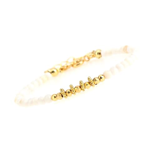 LIUYUYOUGO Armband Herren Kristallperlenarmbänder Für Damen 4 Mm Facettierte Perlen Chakra Edelsteinarmband Böhmen Handgefertigt Natursteinschmuck Geschenke Mit 18 Karat Vergoldeter Verstellbarer von LIUYUYOUGO