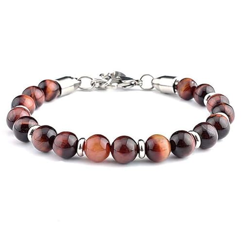 LIUYUYOUGO Armband Herren Kristallperlenarmbänder Für Herren 8 Mm Handgefertigt Natursteinperlen Modischer Abstandshalter Verstellbare Silberkette Glücksschmuck Geschenk Für Ihn Freund Ehemann V von LIUYUYOUGO