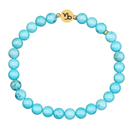 LIUYUYOUGO Armband Herren Sternzeichen Edelsteinarmband Für Frauen 6 Mm Naturstein Türkisfarbene Perlenarmbänder 12 Sternbilder Charm Sternzeichen Horoskop Armreif Chakra Kristallschmuck Geschenk von LIUYUYOUGO