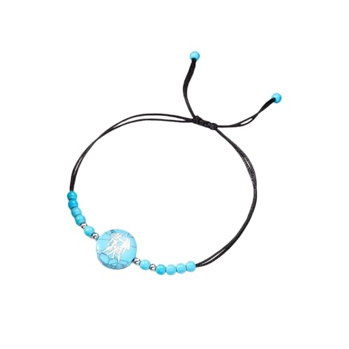 LIUYUYOUGO Armband Herren Sternzeichen Kristallarmband Für Frauen Boho Türkis Naturstein Edelstein Perlenarmbänder Ethnisch 12 Sternbilder Charm Geflochtener Armreif Geburtsstein Schmuck Geschenk von LIUYUYOUGO