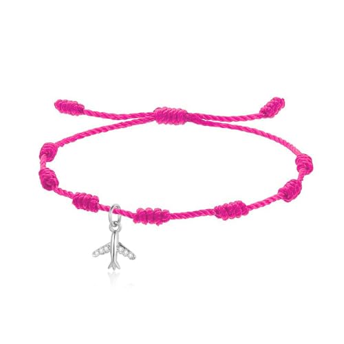 LIUYUYOUGO Armband Stoff 7 Knoten Armband Für Damen Und Herren Vergoldet/Versilbert Flugzeug Charm Paararmbänder Mit Zirkonia Handgefertigt Geflochtenes Armband Schutz Glücksbringer Schmuck Rosen von LIUYUYOUGO
