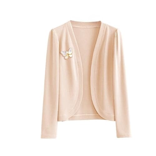 LIUYUYOUGO Cardigan Damen Elegant, Bolero Shrugs Für Damen Sommer Langärmlig Abgeschnittener Cardigan Vorne Offen Elegant Schlicht Shrug Jacke Leichte Jacke Strick Cover Up Tops Mit Schmette von LIUYUYOUGO