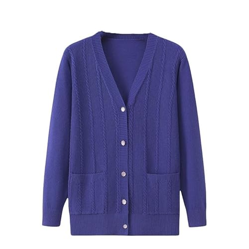 LIUYUYOUGO Cardigan Damen Elegant,Strickjacke Für Ältere Und Mittlere Altersgruppen Langärmelig Aran Strickjacken Mit Zopfmuster Vorne Offen Oma Pullover Mantel Lässiges Oberteil Strickwaren Herb von LIUYUYOUGO
