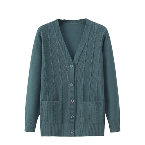 LIUYUYOUGO Cardigan Damen Elegant,Strickjacke Für Mittleres Und Älteres Alter Langärmelig Aran Strickjacken Mit Zopfmuster Vorne Offen Oma Pullover Mantel Alte Dame Lässiges Oberteil Strickwaren von LIUYUYOUGO