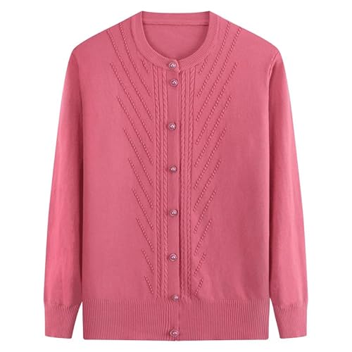 LIUYUYOUGO Cardigan Damen Strickjacke Für Ältere Und Mittelgroße Frauen Jacquard Strickjacke Mit Zopfmuster Für Omas Mantel Langärmelig Leichte Strickjacke Strickwaren Für Alte Damen Mit Knöp von LIUYUYOUGO
