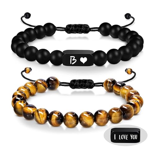 LIUYUYOUGO Chakra Armband 2 Stück Initialen Perlenarmbänder Für Frauen Und Männer Gravierter Buchstabe A–Z Paararmband Naturstein Tigerauge Mattierte Obsidianperlen Armreif Handgefertigt Gefloc LIUYUYOUGO Chakra Armband 2 Stück Initialen Perlenarmbänder Für Frauen Und Männer Gravierter Buchstabe A–Z Paararmband Naturstein Tigerauge Mattierte Obsidianperlen Armreif Handgefertigt Gefloc von LIUYUYOUGO