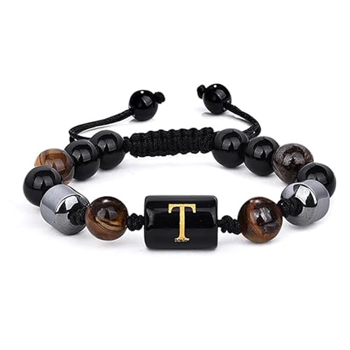 LIUYUYOUGO Chakra Armband 8 Mm Perlenarmbänder Für Herren Mit Dreilagigem Naturstein Tigerauge Schwarzem Obsidian Und Hämatitperlen Armband Mit Dem Buchstaben Az Handgefertigter Vintage Armreif M LIUYUYOUGO Chakra Armband 8 Mm Perlenarmbänder Für Herren Mit Dreilagigem Naturstein Tigerauge Schwarzem Obsidian Und Hämatitperlen Armband Mit Dem Buchstaben Az Handgefertigter Vintage Armreif M von LIUYUYOUGO