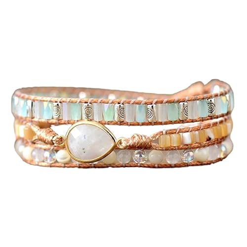 LIUYUYOUGO Chakra Armband Böhmische Kristallarmbänder Für Frauen Natursteinperlen 3 Wickelarmband Handgefertigt Mehrlagig Verstellbar Leder Freundschaftsgeflecht Yoga Armreif Chakra Edelsteinschm von LIUYUYOUGO