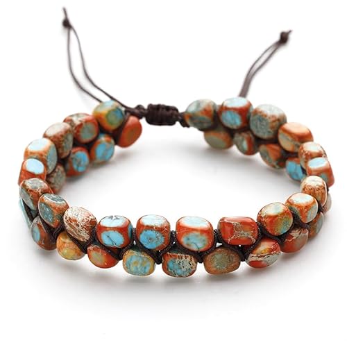 LIUYUYOUGO Chakra Armband Handgefertigte Geflochtene Armbänder Aus Natursteinperlen Böhmisches Buntes Kaiser Edelstein Kristall Armband Vintage Doppellagig Wickelarmband Schmuck Geschenk Für Frau von LIUYUYOUGO
