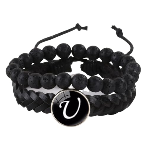 LIUYUYOUGO Chakra Armband Herren Lederarmband Mit Initialen 2 Stück Naturstein Schwarze Lavakristall Perlenarmbänder Damenbuchstaben Az Charm Armreif Doppellagig Geflochtene Manschette Armband Sch LIUYUYOUGO Chakra Armband Herren Lederarmband Mit Initialen 2 Stück Naturstein Schwarze Lavakristall Perlenarmbänder Damenbuchstaben Az Charm Armreif Doppellagig Geflochtene Manschette Armband Sch von LIUYUYOUGO