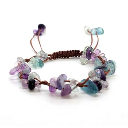 LIUYUYOUGO Chakra Armband Kristall Geflochtenes Perlenarmband Für Frauen Unregelmäßiger Kiessplitter Natursteinarmbänder Yoga Chakra Edelsteine ​​Armreif Sommer Boho Handgefertigtes Weben Stra von LIUYUYOUGO