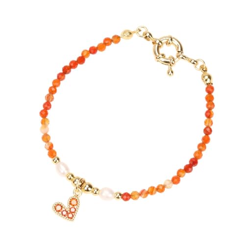 LIUYUYOUGO Chakra Armband Kristallperlen Herzarmband Für Frauen Facettierte Natursteinperlen Perlenspleiß Charm Armbänder Elegant Verstellbar Weihnachten Geburtstag Edelsteinschmuck Geschenke Rot von LIUYUYOUGO