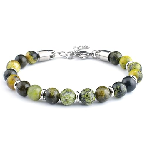 LIUYUYOUGO Chakra Armband Kristallperlenarmbänder Für Herren 8 Mm Handgefertigt Natursteinperlen Modischer Abstandshalter Verstellbare Silberkette Glücksschmuck Geschenk Für Ihn Freund Ehemann V von LIUYUYOUGO