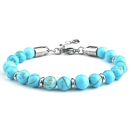 LIUYUYOUGO Chakra Armband Kristallperlenarmbänder Für Herren 8 Mm Handgefertigt Natursteinperlen Modischer Abstandshalter Verstellbare Silberkette Glücksschmuck Geschenk Für Ihn Freund Ehemann V von LIUYUYOUGO