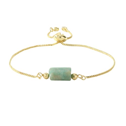 LIUYUYOUGO Chakra Armband Mehrfarbiges Kristallarmband Für Frauen Unregelmäßige Facetten Rechteckiger Charme Natursteinarmbänder 18 Karat Vergoldet Verstellbarer Kettenarmreif Zierlicher Glücks von LIUYUYOUGO