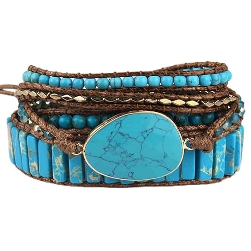 LIUYUYOUGO Chakra Armband Naturstein Wickelarmband Für Damen Und Herren Boho Handgefertigt Mehrschichtig 5 Strängig Wickelarmbänder Vintage Charme Kristallperlen Armreif Facetten Edelsteine Ethni von LIUYUYOUGO