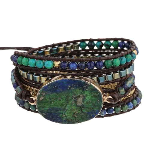 LIUYUYOUGO Chakra Armband Naturstein Wickelarmband Für Damen Und Herren Boho Handgefertigt Mehrschichtig 5 Strängig Wickelarmbänder Vintage Charme Kristallperlen Armreif Facetten Edelsteine Ethni von LIUYUYOUGO
