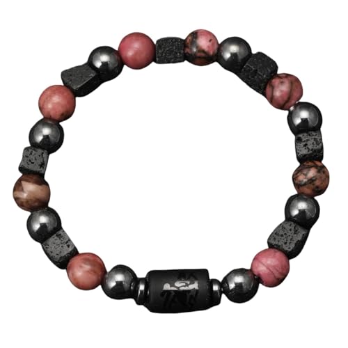 LIUYUYOUGO Chakra Armband Sternzeichen Armbänder Für Damen Und Herren Rosa Zebra Lava Natursteinperlen Kristallarmband 12 Sternbilder Sternzeichen Horoskop Paare Armreif Freundschaftsschmuck Gesch von LIUYUYOUGO
