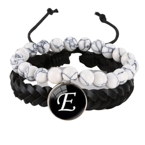 LIUYUYOUGO Edelstein Armband 2 Stück Herren Lederarmband Mit Initialen Naturstein Weiß Türkis Perlenarmbänder Damenbuchstaben Az Charm Armreif Doppellagig Geflochtene Manschette Armband Schmuck LIUYUYOUGO Edelstein Armband 2 Stück Herren Lederarmband Mit Initialen Naturstein Weiß Türkis Perlenarmbänder Damenbuchstaben Az Charm Armreif Doppellagig Geflochtene Manschette Armband Schmuck von LIUYUYOUGO