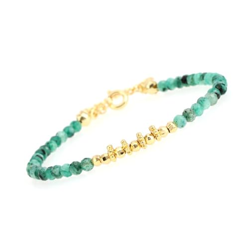 LIUYUYOUGO Edelstein Armband Armband Aus Facettierten Natursteinperlen Boho Armbänder Mit Stapelbaren Kristallperlen Und 18 Karat Vergoldeter Kette Armreif Trendiger Freundschafts Yoga Edelsteinsch von LIUYUYOUGO