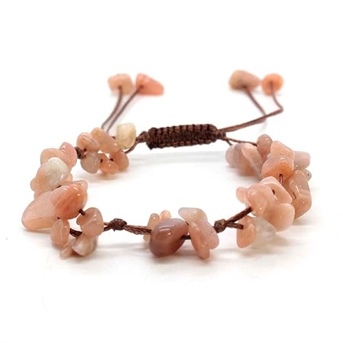 LIUYUYOUGO Edelstein Armband Chakra Kristall Armband Für Damen 10 Mm Naturstein Unregelmäßige Kiessplitterperlen Edelstein Armreif Verstellbar Handgefertigt Geflochten Glücksamulett Schmuck Gesc von LIUYUYOUGO
