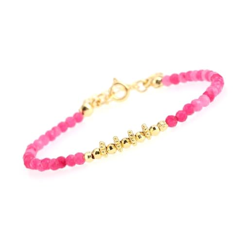 LIUYUYOUGO Edelstein Armband Damen Armbänder Mit Kristallperlen 4 Mm Facettierte Natursteinperlen Armband Mit Verstellbarem Vergoldetem Chakra Edelstein Stapelbarer Armreif Boho Schmuck Geschenke F von LIUYUYOUGO