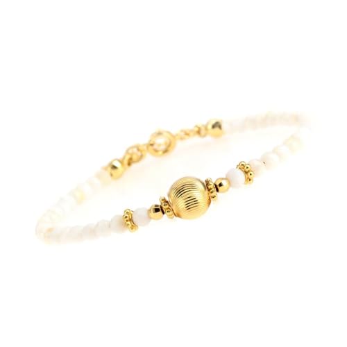 LIUYUYOUGO Edelstein Armband Damen Armbänder Mit Kristallperlen 4 Mm Facettierte Natursteinperlen Armband Mit Verstellbarem Vergoldetem Chakra Edelstein Stapelbarer Armreif Boho Schmuck Geschenke F von LIUYUYOUGO