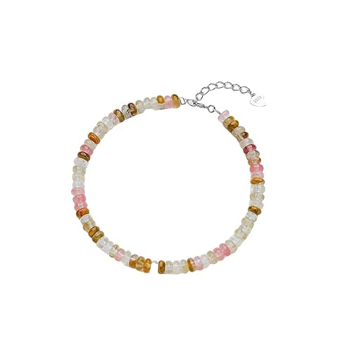 LIUYUYOUGO Edelstein Armband Damen Armband Aus Sterlingsilber Mit Kristallen Naturstein Oblatenperlen Handgefertigt Yoga Chakra Energie Edelstein Perlenarmreif Böhmen Strandparty Schmuck Geschenk W von LIUYUYOUGO