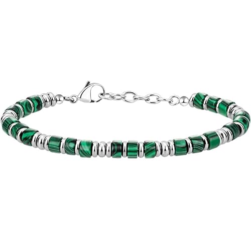 LIUYUYOUGO Edelstein Armband Herren Armband Mit Kristallperlen 4 Mm Naturstein Fassperlen Schutzarmband Verstellbar Edelsteinschmuck Geschenke Für Freund Ehemann Vater Geburtstag Malachit von LIUYUYOUGO