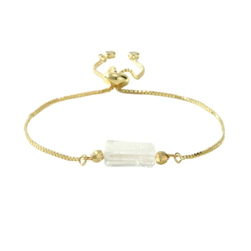 LIUYUYOUGO Edelstein Armband Kristallarmband Für Damen Zierliche 18 Karat Vergoldete Armbänder Armreif Mit Natursteinen Im Baguetteschliff Und Verstellbarer Panzerkette Boho Yoga Edelsteine Schmuc von LIUYUYOUGO