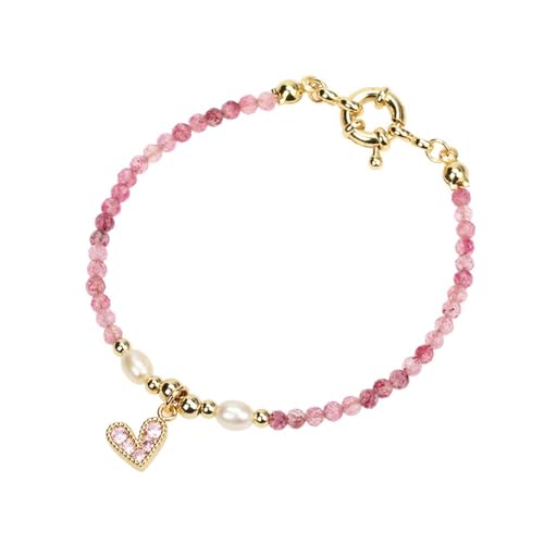 LIUYUYOUGO Edelstein Armband Kristallperlen Herzarmband Für Frauen Facettierte Natursteinperlen Perlenspleiß Charm Armbänder Elegant Verstellbar Edelsteinschmuck Weihnachts Und Geburtstagsgeschen von LIUYUYOUGO