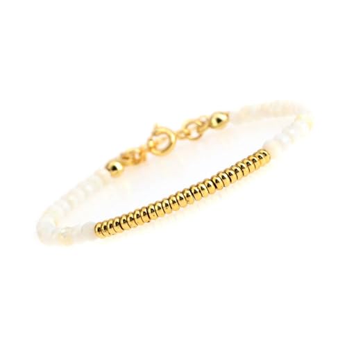 LIUYUYOUGO Edelstein Armband Kristallperlenarmbänder Für Damen 4 Mm Facettierte Perlen Chakra Edelsteinarmband Böhmen Handgefertigter Natursteinschmuck Geschenke Mit 18 Karat Vergoldeter Verstell von LIUYUYOUGO